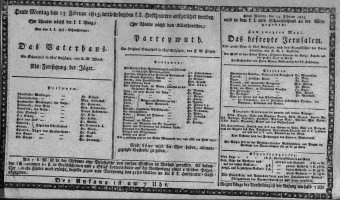 Theaterzettel (Oper und Burgtheater in Wien) 18150213 Seite: 1