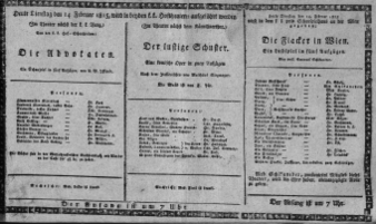 Theaterzettel (Oper und Burgtheater in Wien) 18150214 Seite: 1