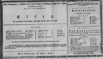 Theaterzettel (Oper und Burgtheater in Wien) 18150221 Seite: 1