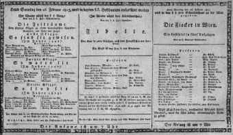 Theaterzettel (Oper und Burgtheater in Wien) 18150226 Seite: 1