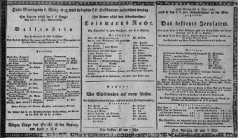Theaterzettel (Oper und Burgtheater in Wien) 18150306 Seite: 1