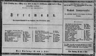 Theaterzettel (Oper und Burgtheater in Wien) 18150307 Seite: 1