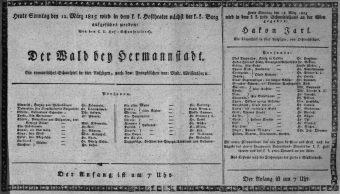 Theaterzettel (Oper und Burgtheater in Wien) 18150312 Seite: 1