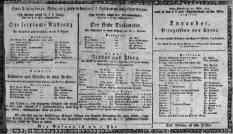 Theaterzettel (Oper und Burgtheater in Wien) 18150331 Seite: 1