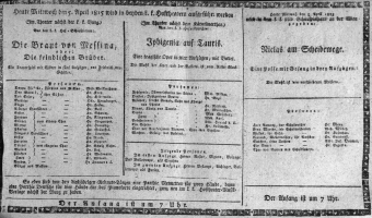 Theaterzettel (Oper und Burgtheater in Wien) 18150405 Seite: 1
