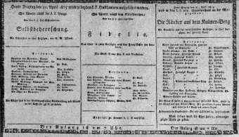 Theaterzettel (Oper und Burgtheater in Wien) 18150421 Seite: 1