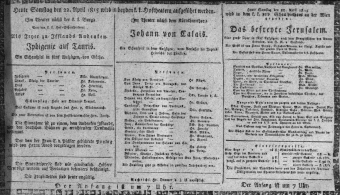 Theaterzettel (Oper und Burgtheater in Wien) 18150422 Seite: 1