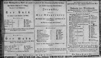 Theaterzettel (Oper und Burgtheater in Wien) 18150424 Seite: 1