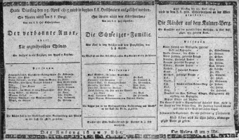 Theaterzettel (Oper und Burgtheater in Wien) 18150425 Seite: 1