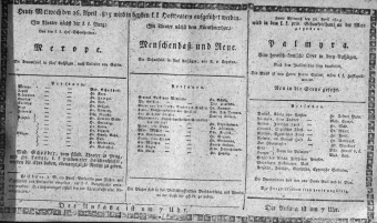 Theaterzettel (Oper und Burgtheater in Wien) 18150426 Seite: 1
