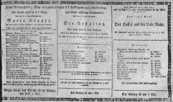 Theaterzettel (Oper und Burgtheater in Wien) 18150503 Seite: 1