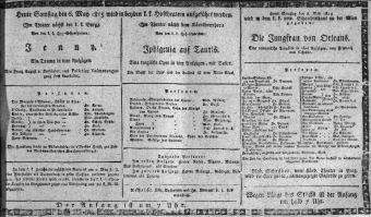 Theaterzettel (Oper und Burgtheater in Wien) 18150506 Seite: 1