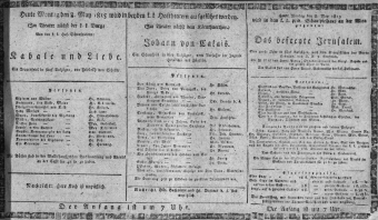 Theaterzettel (Oper und Burgtheater in Wien) 18150508 Seite: 1