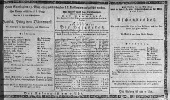 Theaterzettel (Oper und Burgtheater in Wien) 18150513 Seite: 1
