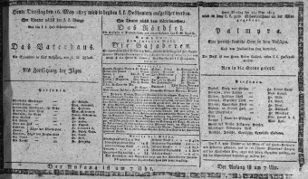 Theaterzettel (Oper und Burgtheater in Wien) 18150516 Seite: 1