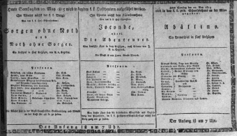 Theaterzettel (Oper und Burgtheater in Wien) 18150520 Seite: 1