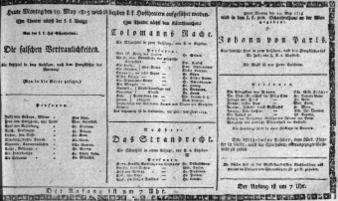 Theaterzettel (Oper und Burgtheater in Wien) 18150529 Seite: 1