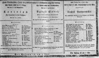 Theaterzettel (Oper und Burgtheater in Wien) 18150603 Seite: 1