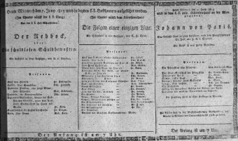 Theaterzettel (Oper und Burgtheater in Wien) 18150607 Seite: 1