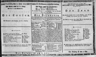 Theaterzettel (Oper und Burgtheater in Wien) 18150615 Seite: 1