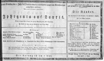 Theaterzettel (Oper und Burgtheater in Wien) 18150701 Seite: 1