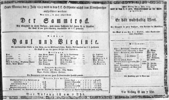 Theaterzettel (Oper und Burgtheater in Wien) 18150703 Seite: 1