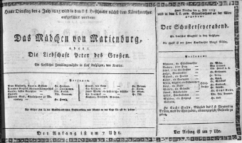 Theaterzettel (Oper und Burgtheater in Wien) 18150704 Seite: 1