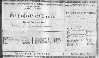 Theaterzettel (Oper und Burgtheater in Wien) 18150707 Seite: 1