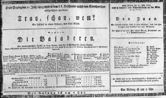 Theaterzettel (Oper und Burgtheater in Wien) 18150721 Seite: 1