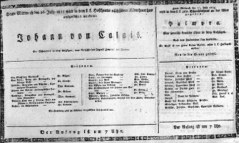 Theaterzettel (Oper und Burgtheater in Wien) 18150726 Seite: 1