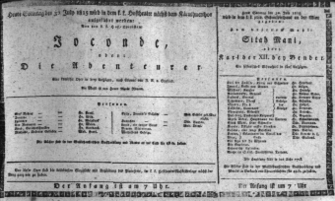 Theaterzettel (Oper und Burgtheater in Wien) 18150730 Seite: 1