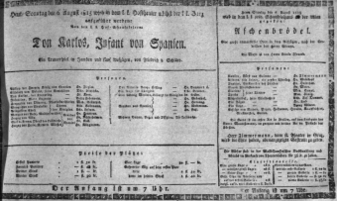 Theaterzettel (Oper und Burgtheater in Wien) 18150806 Seite: 1