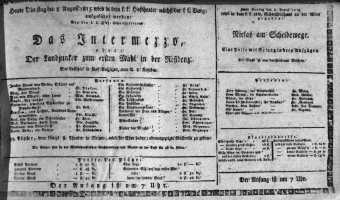 Theaterzettel (Oper und Burgtheater in Wien) 18150808 Seite: 1