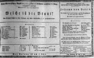 Theaterzettel (Oper und Burgtheater in Wien) 18150809 Seite: 1