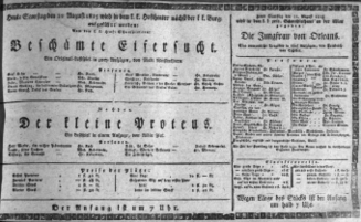 Theaterzettel (Oper und Burgtheater in Wien) 18150812 Seite: 1