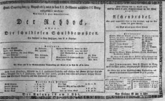 Theaterzettel (Oper und Burgtheater in Wien) 18150813 Seite: 1