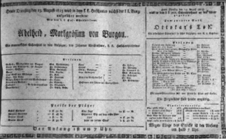 Theaterzettel (Oper und Burgtheater in Wien) 18150815 Seite: 1