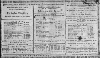 Theaterzettel (Oper und Burgtheater in Wien) 18150926 Seite: 1