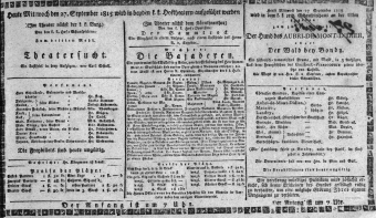 Theaterzettel (Oper und Burgtheater in Wien) 18150927 Seite: 1