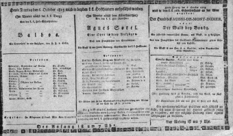 Theaterzettel (Oper und Burgtheater in Wien) 18151006 Seite: 1