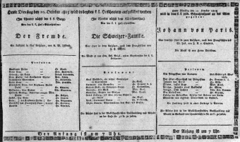 Theaterzettel (Oper und Burgtheater in Wien) 18151010 Seite: 1