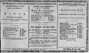 Theaterzettel (Oper und Burgtheater in Wien) 18151011 Seite: 1