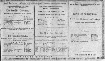 Theaterzettel (Oper und Burgtheater in Wien) 18151013 Seite: 1
