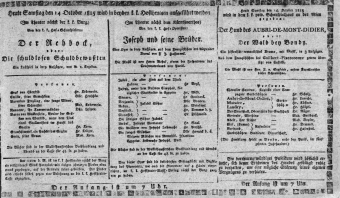 Theaterzettel (Oper und Burgtheater in Wien) 18151014 Seite: 1