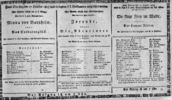 Theaterzettel (Oper und Burgtheater in Wien) 18151017 Seite: 1