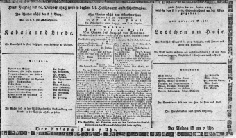 Theaterzettel (Oper und Burgtheater in Wien) 18151020 Seite: 1