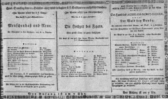 Theaterzettel (Oper und Burgtheater in Wien) 18151021 Seite: 1