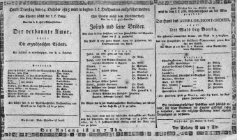 Theaterzettel (Oper und Burgtheater in Wien) 18151024 Seite: 1