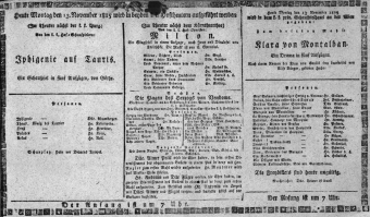 Theaterzettel (Oper und Burgtheater in Wien) 18151113 Seite: 1