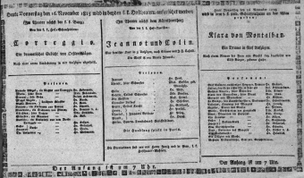 Theaterzettel (Oper und Burgtheater in Wien) 18151116 Seite: 1